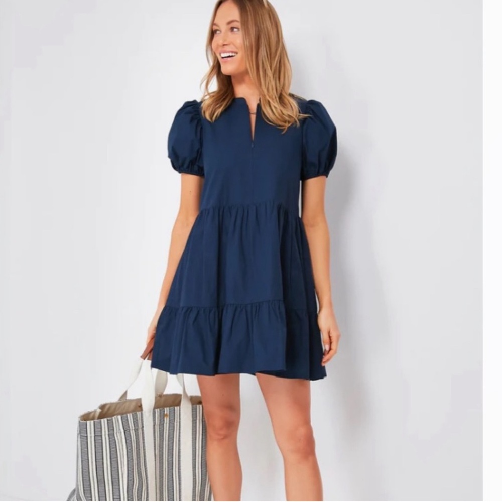 Hyacinth House Navy Zipper Mini Ellie Dress